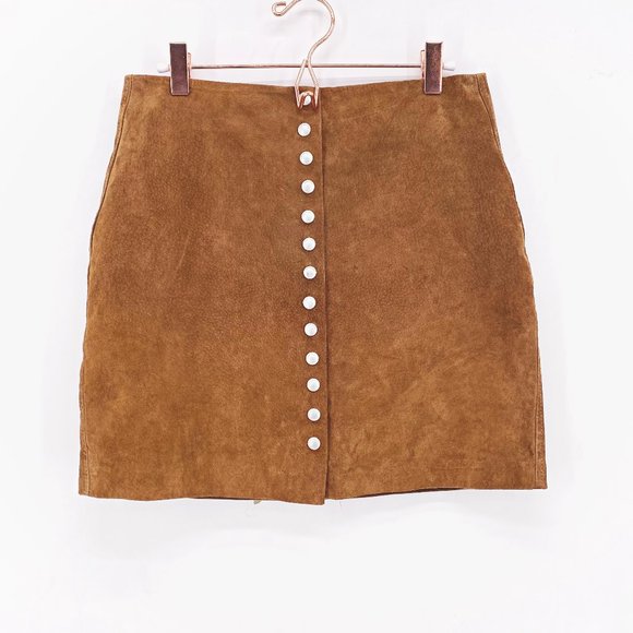 Blank NYC Suede Button Front Mini Skirt Sz 27 - Picture 1 of 12